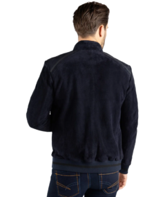 Men Black Cafe Racer Suede Jacket Back - Trendy Leather Jackets