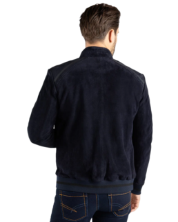 Men Black Cafe Racer Suede Jacket Back - Trendy Leather Jackets