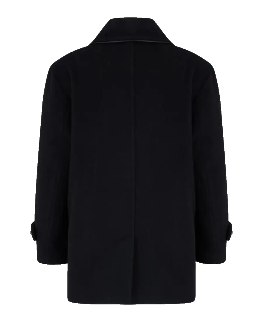 Men's Black Lambeth Reefer Coat Back