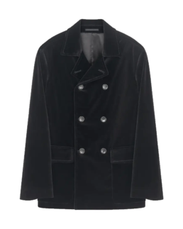 Men's Black Velvet Reefer Jacket