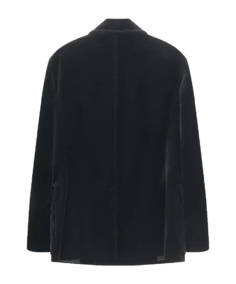 Men's Black Velvet Reefer Jacket Back