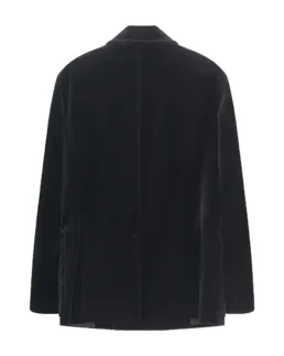 Men's Black Velvet Reefer Jacket Back