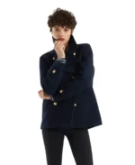 Men's Caban Navy Gold Reefer Jacket Close