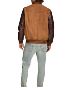 Men's Camel Brown Varsity Jacket Back