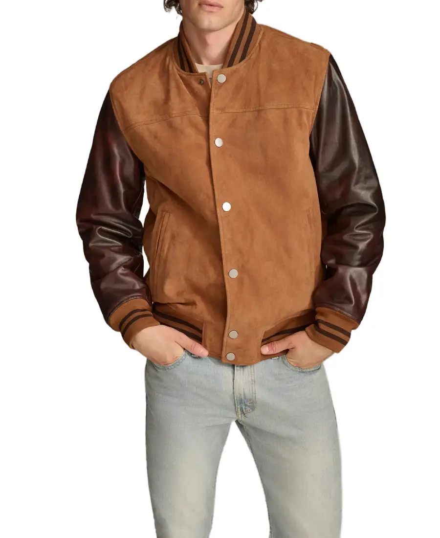 Men'S Camel Brown Varsity Jacket Men'S Camel Brown Varsity Jacket
