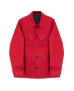 Men's Gabardine Reefer Coat Red