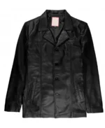 Men's Real Black Leather Reefer Jacket