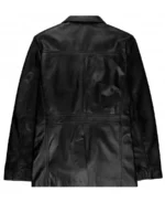 Men's Real Black Leather Reefer Jacket