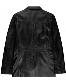 Men's Real Black Leather Reefer Jacket