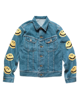 Men's Smiley Patch Denim Jacket - Trendy Leather Jackets