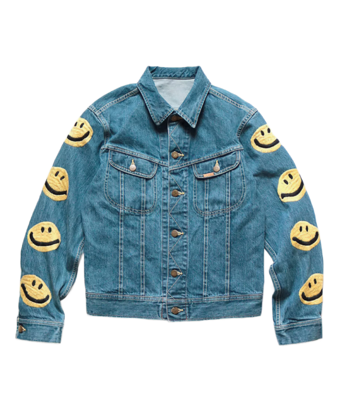 Men's Smiley Patch Denim Jacket - Trendy Leather Jackets