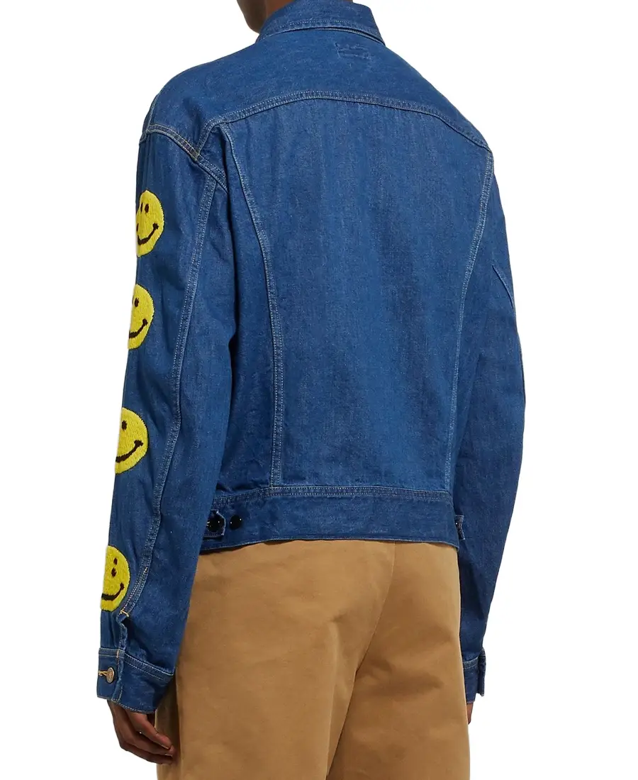Men’s Smiley Patch Denim Jacket Back