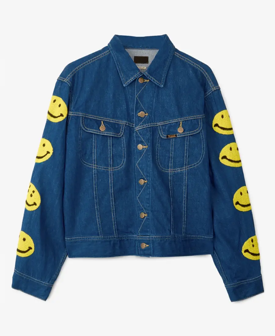 Men'S Smiley Patch Denim Jacket 3 Shop Men’s Smiley Patch Denim Jacket