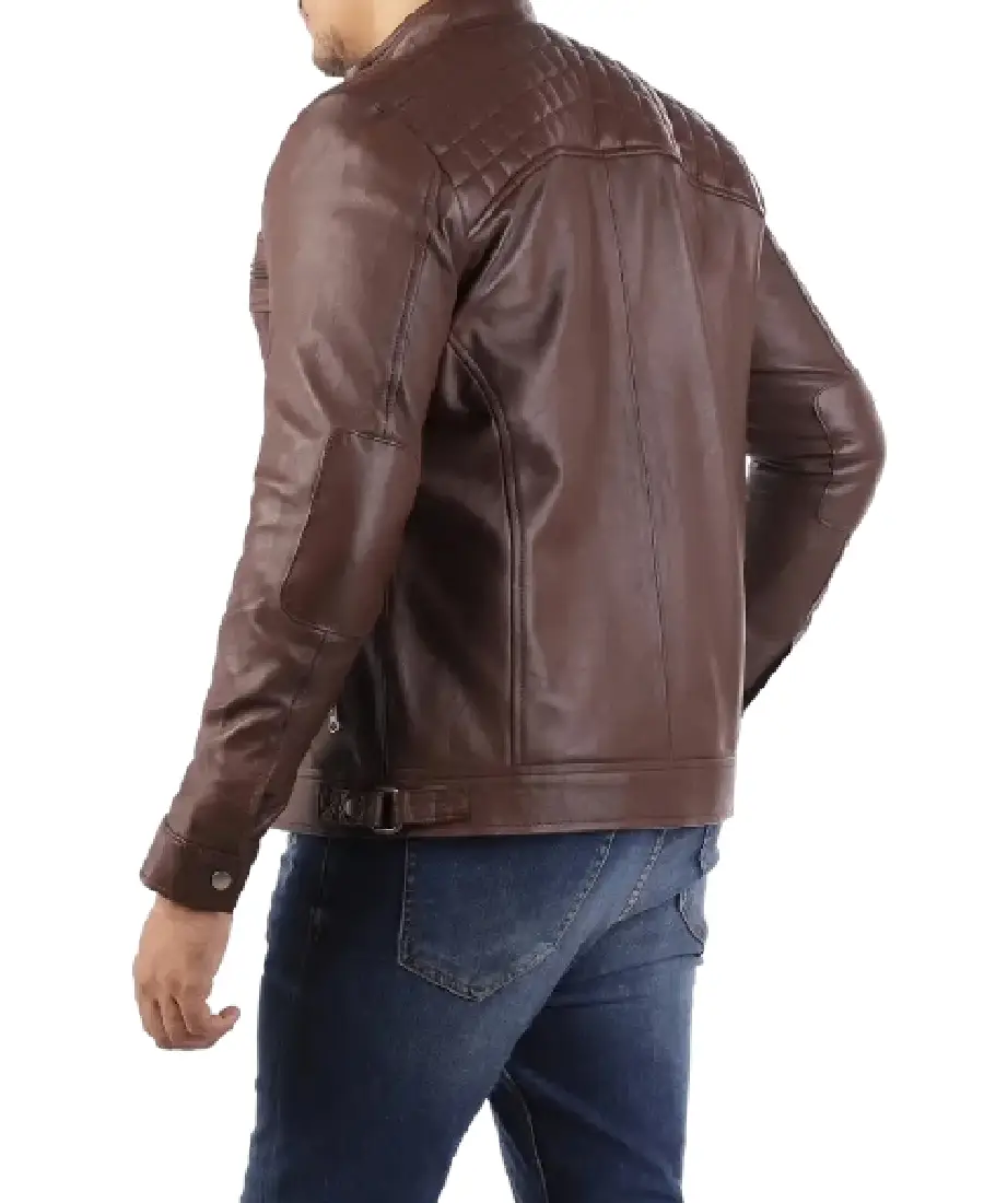 Shop The Casual Brown Signature Diamond Lambskin Leather Jacket - Trendy Leather Jackets