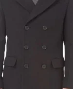 Men's Black Long Reefer Jacket
