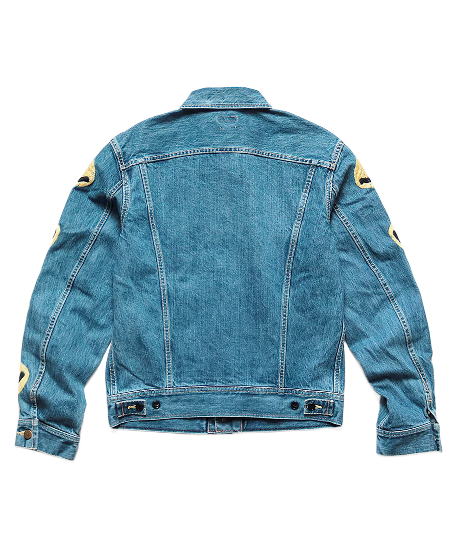 Shop The Men's Smiley Patch Denim Jacket - Trendy Leather Jackets