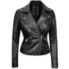 Shop The Women’s Black Asymmetrical Biker Style Leather Jacket - Trendy Leather Jackets