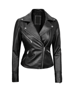 Shop The Women’s Black Asymmetrical Biker Style Leather Jacket - Trendy Leather Jackets