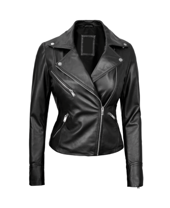 Shop The Women’s Black Asymmetrical Biker Style Leather Jacket - Trendy Leather Jackets