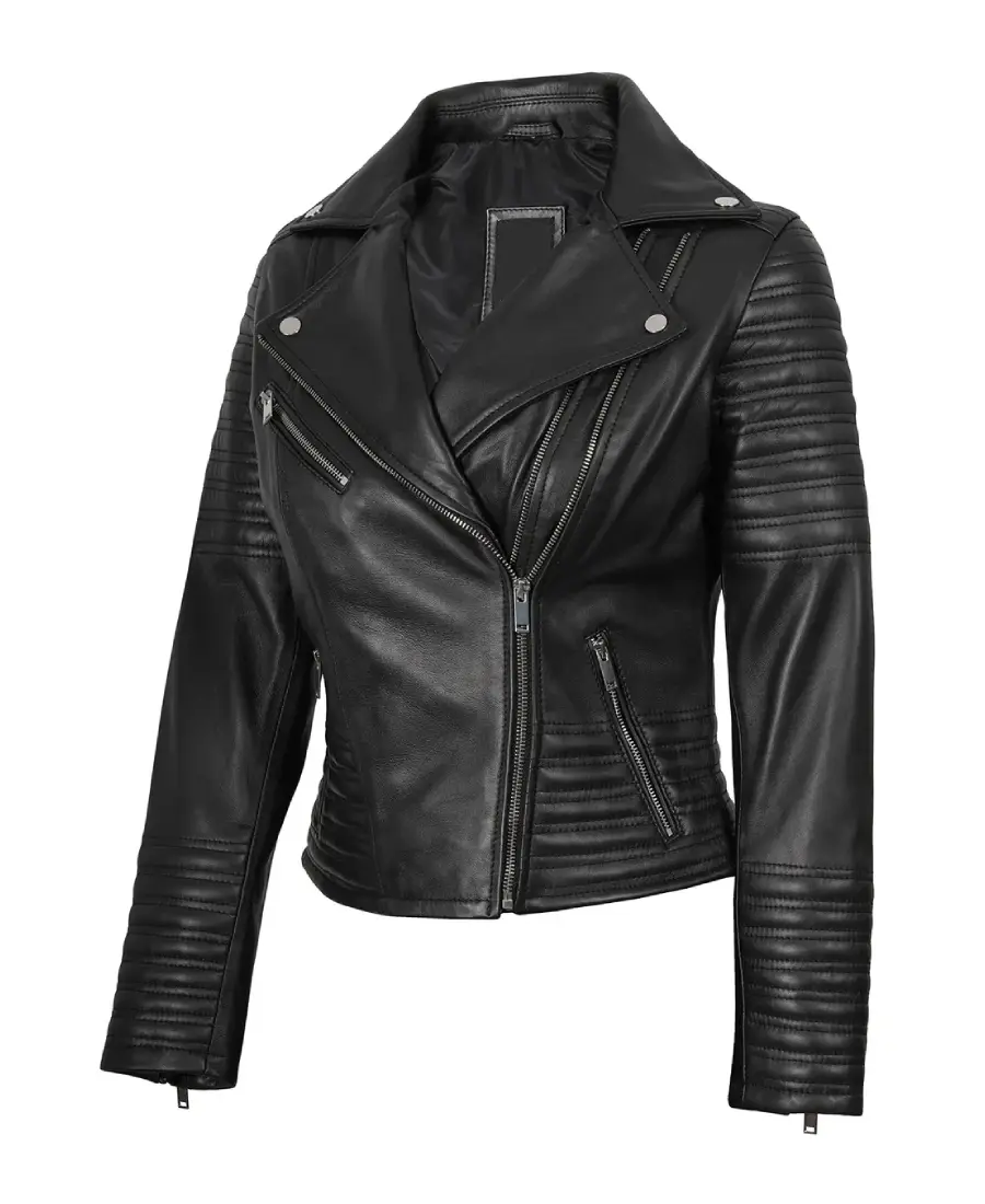 Women’s Black Asymmetrical Biker Style Leather Jacket 3 Shop Women’s Black Asymmetrical Biker Style Leather Jacket - Trendy Leather Jackets