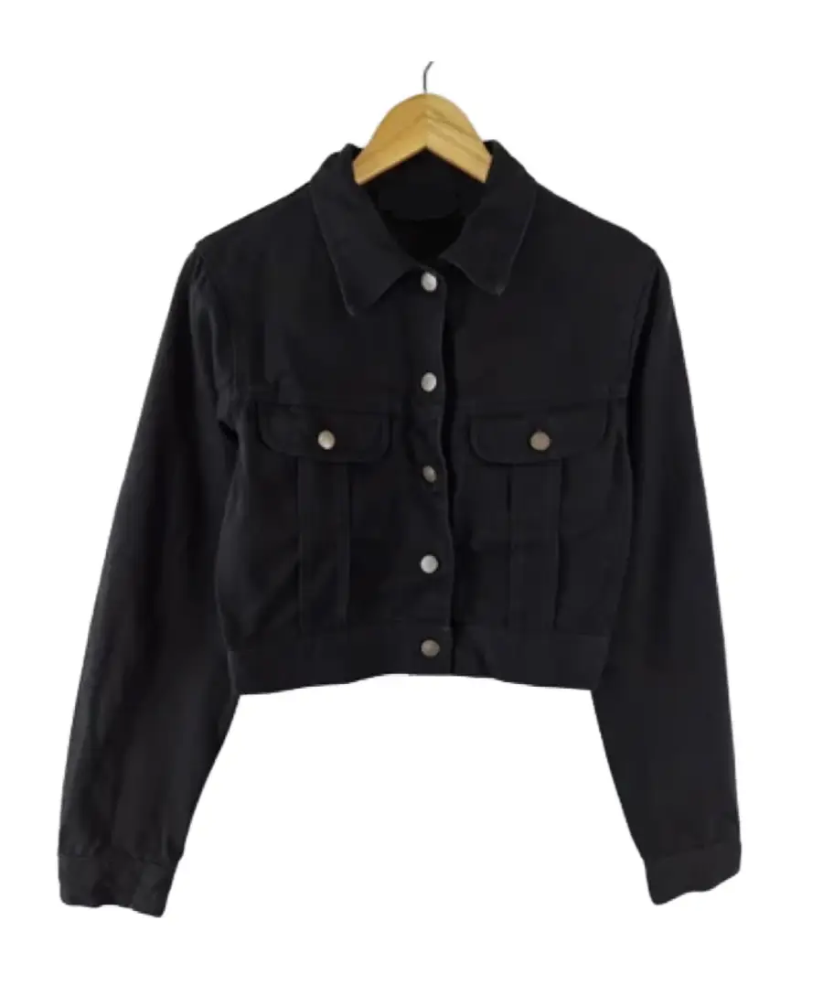 Shop-The-Vintage-Dkny-Black-Crop-Denim-Jacket.webp Vintage Black Crop Denim Jacket - Image 1