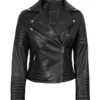 Women’s Black Asymmetrical Biker Style Leather Jacket - Trendy Leather Jackets