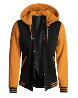 Womens Black and Yellow Varsity Jacket