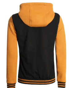Womens Black and Yellow Varsity Jacket Back