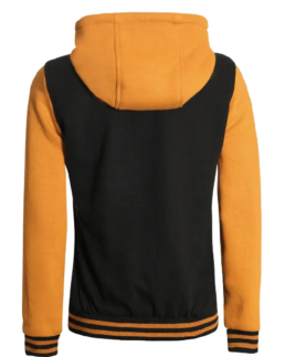 Womens Black and Yellow Varsity Jacket Back