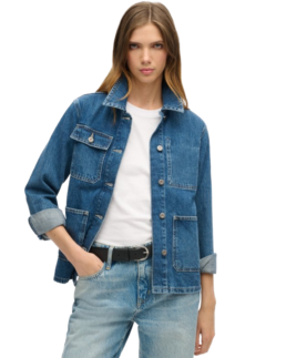 Women's Blue Denim Chore Jacket - Trendy Leather Jackets