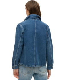 Women's Blue Denim Chore Jacket Back - Trendy Leather Jackets