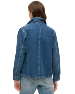 Women's Blue Denim Chore Jacket Back - Trendy Leather Jackets