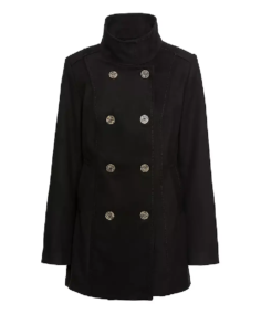 Women's Black Solid Reefer Jacket