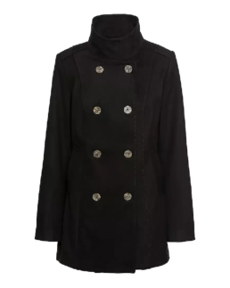 Women's Black Solid Reefer Jacket