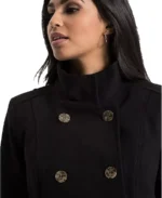 Women's Black Solid Reefer Jacket