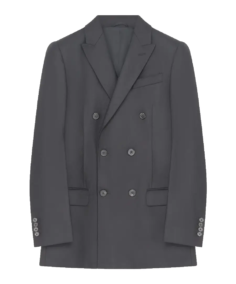 Women's Grey Long Double-Breasted Reefer Jacket