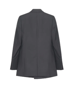Women's Grey Long Double-Breasted Reefer Jacket