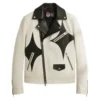 Geometric Cowhide Leather Biker Jacket