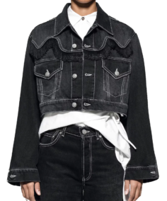 High Potential Black Crop Denim Jacket