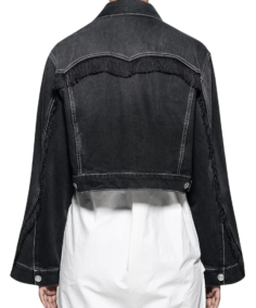 High Potential Black Crop Denim Jacket Back