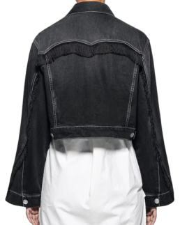 High Potential Black Crop Denim Jacket Back