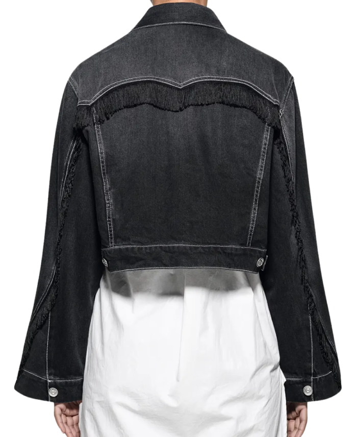 High Potential Black Crop Denim Jacket Back