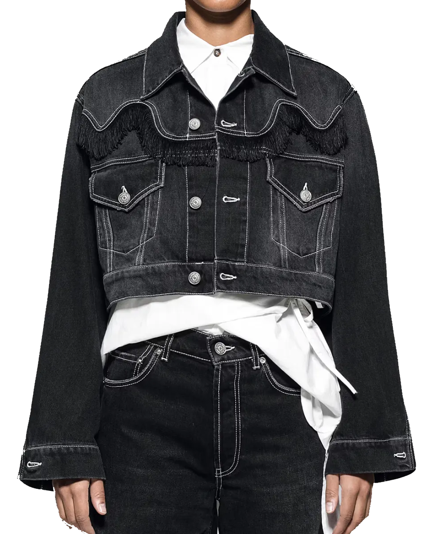 High Potential Black Crop Denim Jacket
