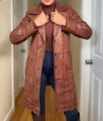 Women’s Minimalist Brown Leather Coat