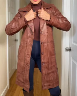 Women’s Minimalist Brown Leather Coat