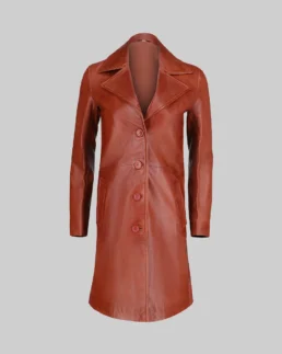 Women’s Minimalist Brown Leather Coat