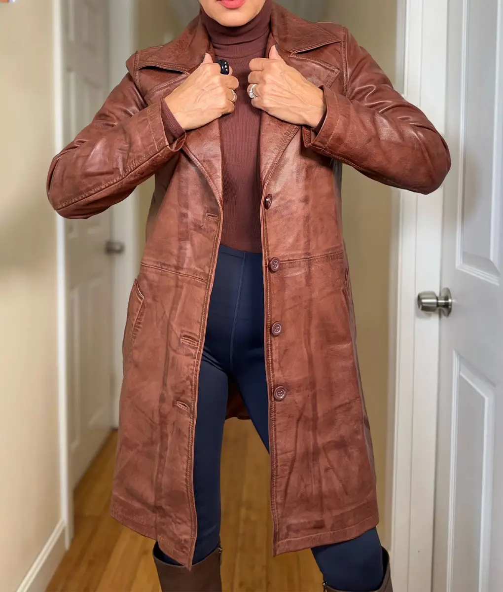 Women’s Minimalist Brown Leather Coat Women’s Minimalist Brown Leather Coat