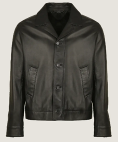 Men Black Blazer Style Leather Jacket Front