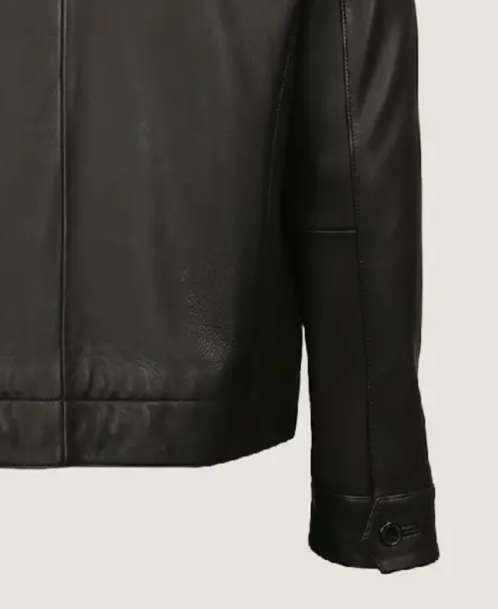 Men Black Blazer Style Leather Jacket Sleeves
