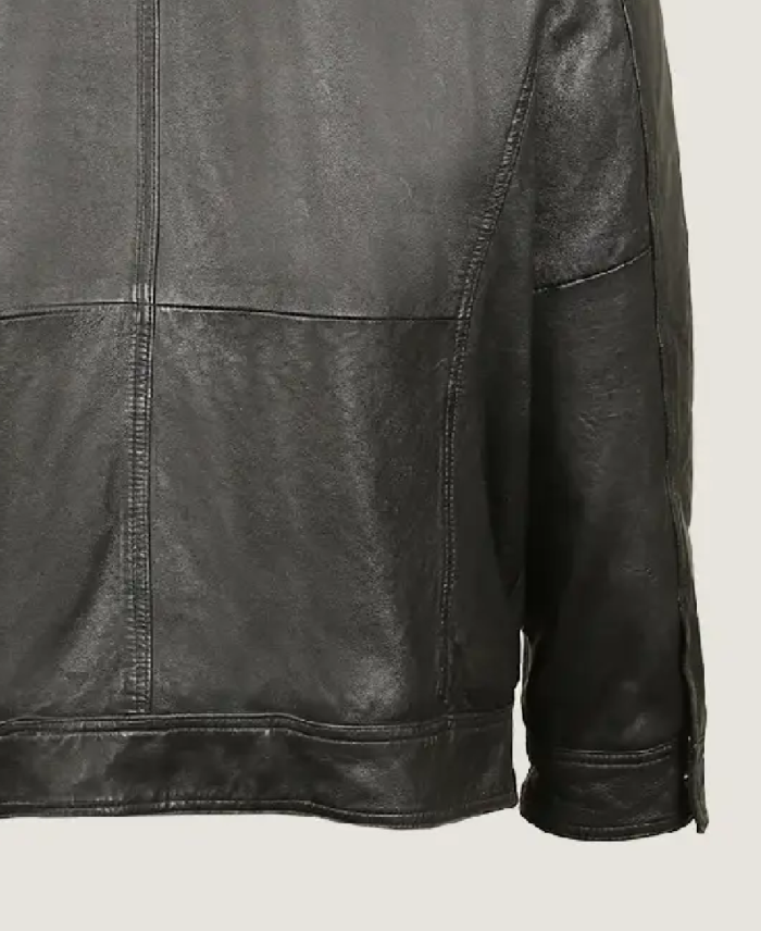 Men Black Pilot Bomber Leather Jacket Sleeves